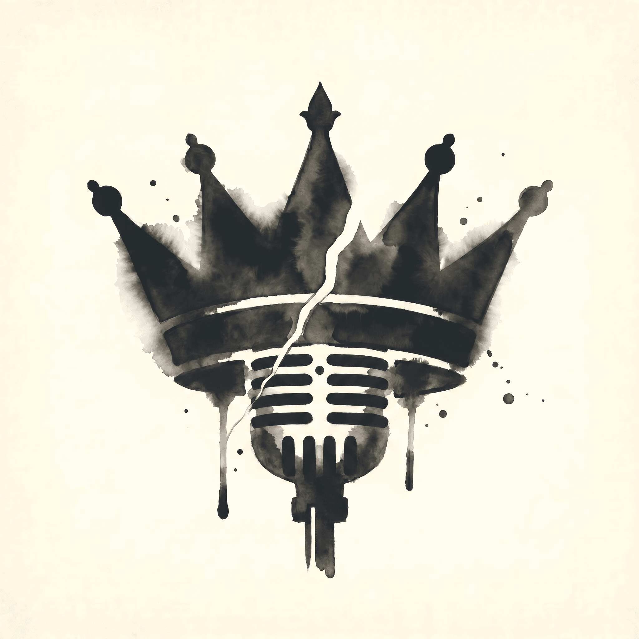 Podcast & Sound — broken crown atop a vintage broadcast microphone